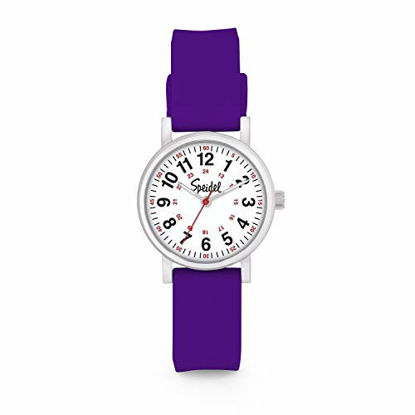 Picture of Speidel Womens Purple Scrub Petite Watch for Medical Professionals Easy to Read Small Face, Luminous Hands, Silicone Band, Second Hand, Military Time for Nurses, Students in Scrub Matching Colors