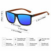 Picture of Polarized Sunglasses for Men Driving Mens Sunglasses Rectangular Vintage Sun Glasses For Men/Women Dark Blue Lens/Black and Woodgrain Frame