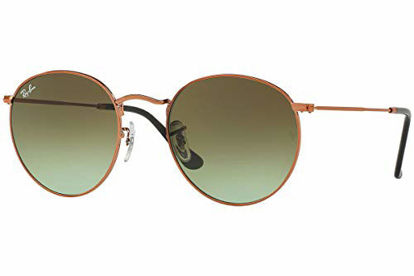 Picture of Ray-Ban RB3447 Metal Round Sunglasses, Shiny Medium Bronze/Green Gradient Brown, 50 mm