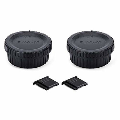 Picture of 2 Pack F Mount Body Cap Cover & Rear Lens Cap for Nikon D3500 D3400 D3300 D3200 D5000 D5100 D5200 D5300 D5500 D5600 D7000 D7100 D7200 D7500 D850 D800 D810 D780 D750 D610 D500 D600 D5 D4 D3 and More