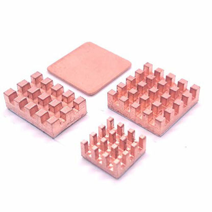 Picture of Easycargo Raspberry Pi 4 Heatsink Copper Kit + 3M 8810 Thermal Conductive Adhesive Tape for Cooling Cooler Raspberry Pi 4 B, Raspberry Pi 3 B+ (Copper 4pcs)