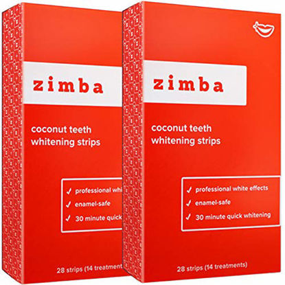 Picture of ZIMBA Teeth Whitening Strips - 56 Zimba Whitening Strips, 28 Treatments - Teeth Whitening Sensitive Teeth - White Strips Teeth Whitening - Natural Whitening Strips