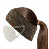 Picture of C.C Winter Fuzzy Fleece Lined Thick Knitted Headband Headwrap Epoxy Button for Face Masks (BHW-1) (A Button New Olive)