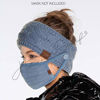 Picture of C.C Winter Fuzzy Fleece Lined Thick Knitted Headband Headwrap Epoxy Button for Face Masks (BHW-1) (A Button New Olive)