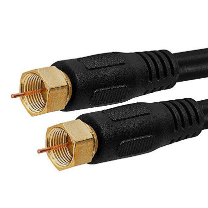 Picture of Cmple Digital Coaxial Cable F-Type Male RG6 Coax Digital Audio Video with F Connector Pin Satellite Cord - 12 Feet Black