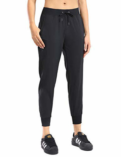 CRZ YOGA Women's Lightweight Joggers Pants with Pockets Drawstring Workout  Running Pants with Elastic Waist Black X-Small