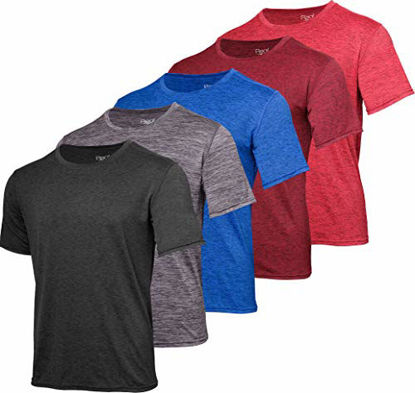 Picture of Men's Quick Dry Fit Dri-Fit Short Sleeve Active Wear Training Athletic Essentials Crew T-Shirt Fitness Gym Wicking Tee Workout Casual Sports Running Undershirt Top - 5 Pack,-Set 10,S