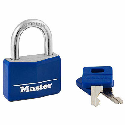 Picture of Master Lock 142DCM Covered Aluminum Keyed Padlock, 1-Pack, Blue