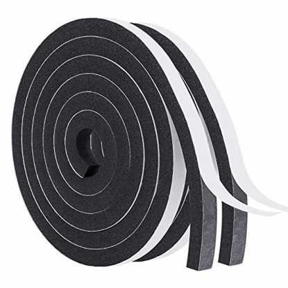 Picture of Windows Sealing Tape-2 Rolls, 1/2 Inch Wide X 1/2 Inch Thick Weather Stripping for Windows and Doors Adhesive Soundproofing Thick Foam Tape Total 13 Feet Long(6.5ft x 2 Rolls)