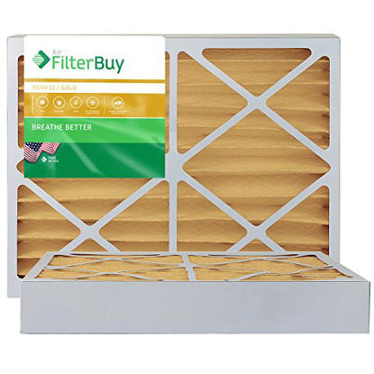 Picture of FilterBuy 20x25x4 MERV 11 Pleated AC Furnace Air Filter, (Pack of 2 Filters), Actual size 19 3/8" x 24 3/8" x 3 5/8", 20x25x4 - Gold