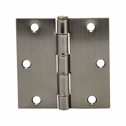 Picture of Amazon Basics Square Door Hinges, 3.5 Inch x 3.5 Inch, 12 Pack, Satin Nickel