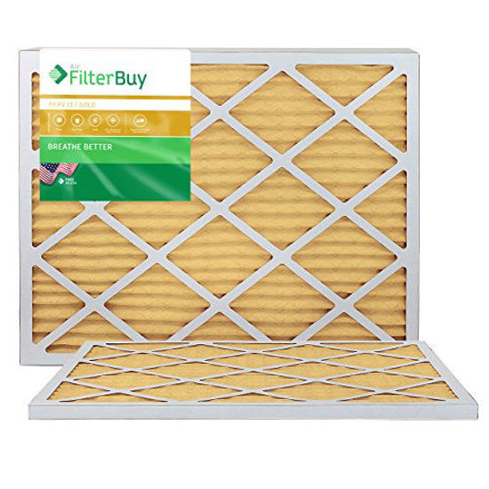 Picture of FilterBuy 25x29x1 MERV 11 Pleated AC Furnace Air Filter, (Pack of 2 Filters), 25x29x1 - Gold