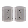 Picture of GE 47877-P1 6 Outlet Wall Plug Adapter Power Strip, 2 Pack, Extra Wide Spaced, 3 Prong, Quick & Easy Install, Gray, 47877