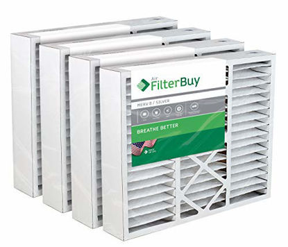 Picture of FilterBuy 21x21x5 Rheem Ruud PD540018 Compatible Pleated AC Furnace Air Filters (MERV 8, AFB Silver). Fits air cleaner models RXFH-E21AM10 RXFH-E21AM13. 4 Pack.