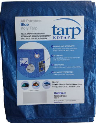 Picture of Kotap TRA-0810-20 All Purpose Poly Tarp, Mold, Mildew, Tear and UV Resistant, 8 x 10-Foot, Blue, 20 Count