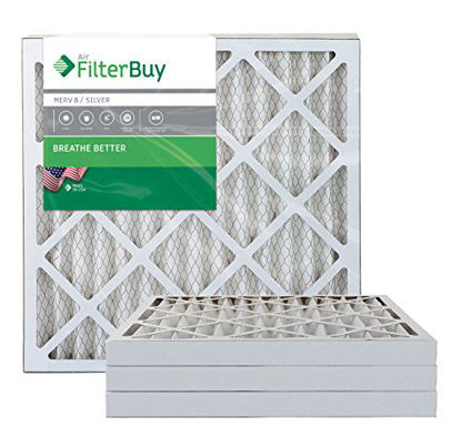 Picture of FilterBuy 25x25x2 MERV 8 Pleated AC Furnace Air Filter, (Pack of 4 Filters), 25x25x2 - Silver