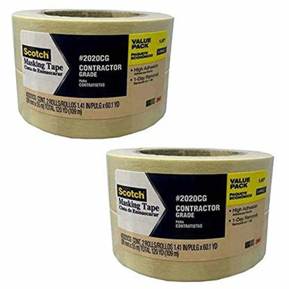 Picture of Scotch Contractor Grade Masking Tape, 1.41 inch x 60.1 Yard 2 pk