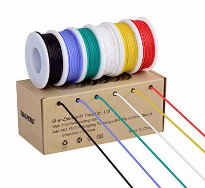 Picture of TUOFENG 30awg Stranded Wire Kit - Flexible Silicone Wire 30 Gauge Tinned Copper Wire (6 different colored 60 Feet spools) 60V Hook up wire Kit