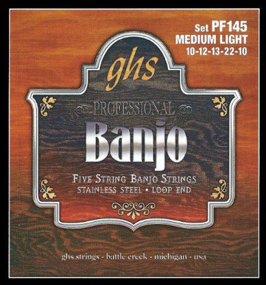 Picture of GHS Strings PF145 5-String Banjo Strings, Stainless Steel, Medium Light (.010-.022)