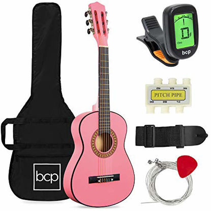 Picture of Best Choice Products 30in Kids Acoustic Guitar Beginner Starter Kit with Electric Tuner, Strap, Case, Strings - Pink