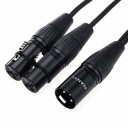 Picture of XLR Splitter Cable, NANYI- Microphone Cable XLR to XLR Patch Cables, 3-Pin XLR Male to Dual XLR Female Y Cable Adaptor mic Cable DMX Cable Patch Cords with Oxygen-Free Copper, 1.6Feet