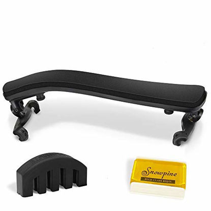 Picture of Violin Shoulder Rest for 1/2-1/4 size,Collapsible and Height Adjustable Feet,Violin universal Type Violin Parts soft easy to use,High strength sponge(Black),Including Violin Mute and Violin rosin