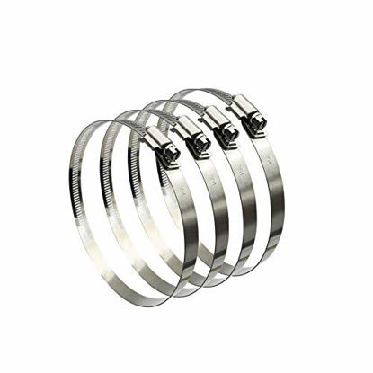 Picture of EesTeck 5" Adjustable 304 Stainless Steel Duct Clamps Hose Clamp Pipe Clamp Air Ducting Clamp worm drive hose clamps (4Pcs)