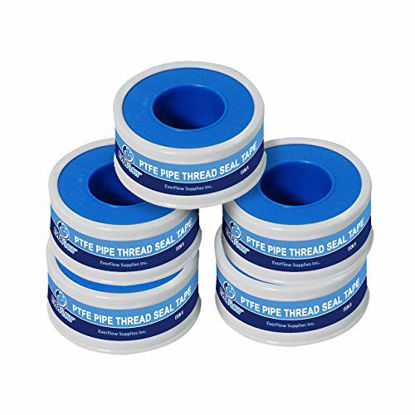 Picture of Supply Giant I34-5 PTFE Thread Seal Tape for Plumbers, White 3/4 Inch x 260 Inch (Pack of 5 Rolls), 5 Count