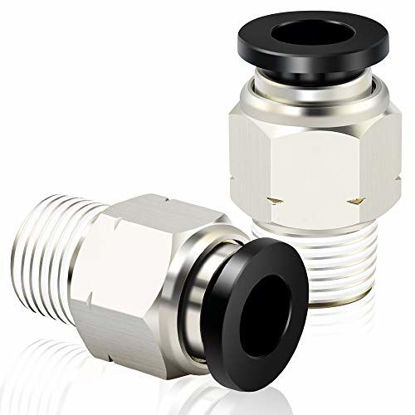 Picture of Tailonz Pneumatic Male Straight 1/4 Inch Tube OD x 1/8 Inch NPT Thread Push to Connect Fittings PC-1/4-N1 (Pack of 10)
