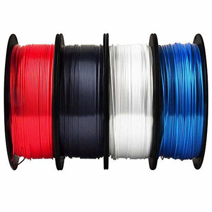 Picture of TTYT3D Silk Shiny White Black Red Blue 3D Printer Filament Bundle, 1.75mm 3D Printing Material 4 in 1 Bundle, Each Spool 1Kg Total 4 Spools 4Kgs in One Box