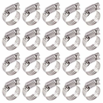 Picture of Glarks 20Pcs 304 Stainless Steel Adjustable 14-27MM Range Worm Gear Hose Clamps Assortment Kit, Fuel Line Clamp for Water Pipe, Plumbing, Automotive and Mechanical Application (14-27MM)