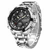 Picture of GOLDEN HOUR Luxury Stainless Steel Analog Digital Watches for Men Male Outdoor Sport Waterproof Big Heavy Wristwatch (Silver Black)