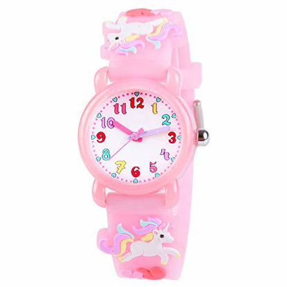 Picture of Venhoo Kids Watches 3D Cute Cartoon Waterproof Silicone Children Toddler Wrist Watch Unicorn for 3 4 5 6 7 8 Year Girls Little Child-Pink
