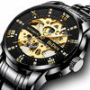 Picture of Mens Watches Black Mechanical Automatic Self-Winding Stainless Steel Skeleton Luxury Waterproof Diamond Dial Wrist Watches for Men