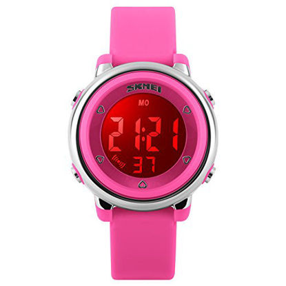 Picture of Boys Watch Digital Sports 50M Waterproof Kid Watches Clock 12/24 H Stopwatch Boy Girl Wristwatch - All Red