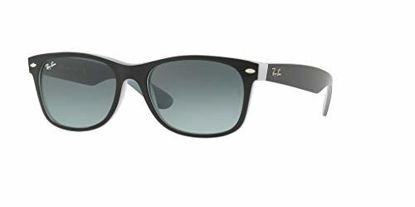 Picture of Ray Ban RB2132 NEW WAYFARER Sunglasses For Men For Women, Matte Black on Opal Ice/Grey Dark Grey Gradient, 52 mm
