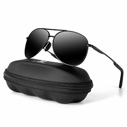 Picture of Aviator Sunglasses for Men Polarized Women-MXNX UV Protection Lightweight Driving Fishing Sports Mens Sunglasses MX208-(Black /Black Lens)