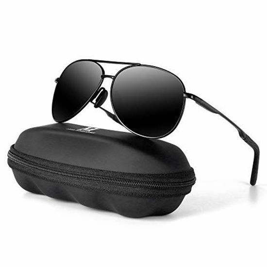 GetUSCart- Aviator Sunglasses for Men Polarized Women-MXNX UV Protection  Lightweight Driving Fishing Sports Mens Sunglasses MX208-(Black /Black Lens)