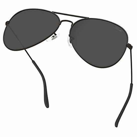 Picture of  livho Polarized Aviator Sunglasses UV Lens Metal Retro Oversized Shades for Women Men (Black Grey Lens/Black Frame, 66)