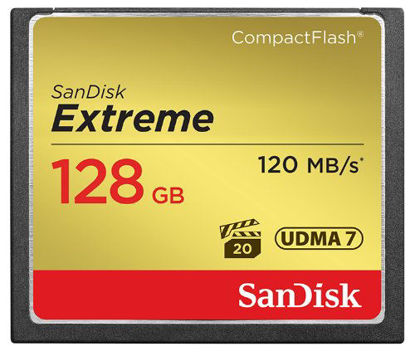 Picture of SanDisk Extreme 128GB CompactFlash Memory Card UDMA 7 Speed Up To 120MB/s- SDCFXS-128G-X46