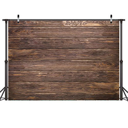 Picture of LYWYGG 7x5ft Thin Vinyl Brown Wood Backdrop Photographers Retro Wood Wall Background Cloth Seamless CP-19