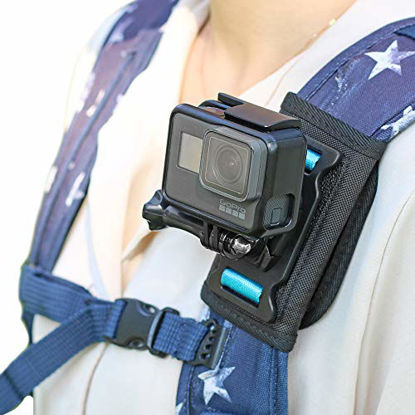 Picture of Backpack Shoulder Strap Mount Camera with Adjustable Shoulder Pad and 360 Degree Rotating Base Compatible with GoPro Hero 9/8/7/6/5/4/3+,OSMO Action, Xiaoyi 4K and Most Action Cameras