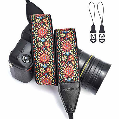 Picture of CLOUDMUSIC Camera Strap Jacquard Weave Neck Strap for Girls Men Women Floral Series(Vintage Red)