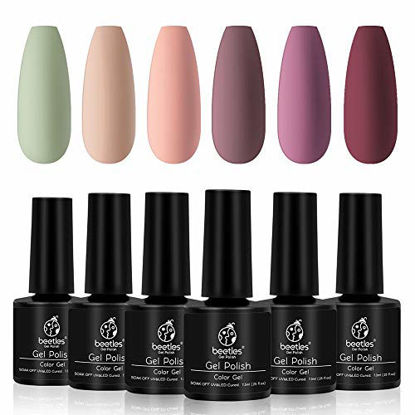 Picture of Beetles Pastel Gel Polish 6 Colors Kit, Nude Colors Collection, Soak Off Nail Lamp Gel Nail Kit, 7.3ml Each Bottle