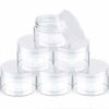 Picture of 6 Pack Plastic Pot Jars Round Clear Leak Proof Plastic Container Jars with Lid for Travel Storage, Eye Shadow, Nails, Paint, Jewelry (1 oz, Clear)