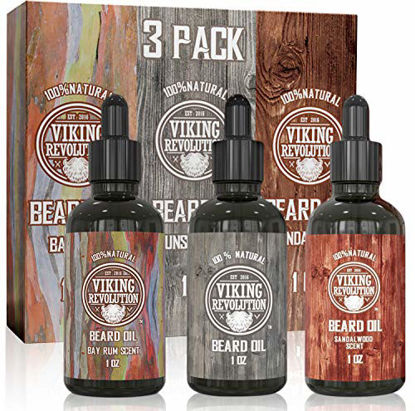 Picture of Beard Oil Conditioner 3 Pack (Variety 2 3Pack Mix Bay Rum, Unscented, and Sandalwood Oil