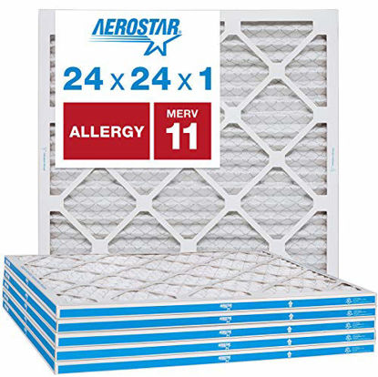 Picture of Aerostar Allergen & Pet Dander 24x24x1 MERV 11 Pleated Air Filter, Made in the USA, 6-Pack