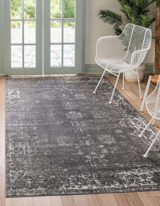 Picture of Unique Loom Sofia Collection Traditional Vintage Area Rug, 9' x 12', Dark Gray/Ivory