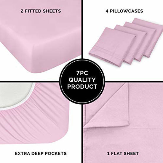 GetUSCart Split King Size Sheet Set 7 Piece Set Hotel Luxury Bed