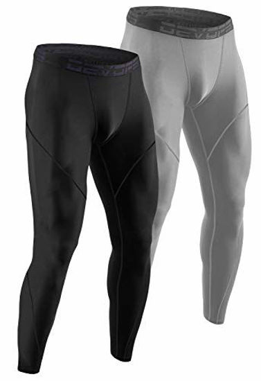 DEVOPS Men's Thermal Compression Pants Athletic Leggings Base Layer Bottoms 2 Pack